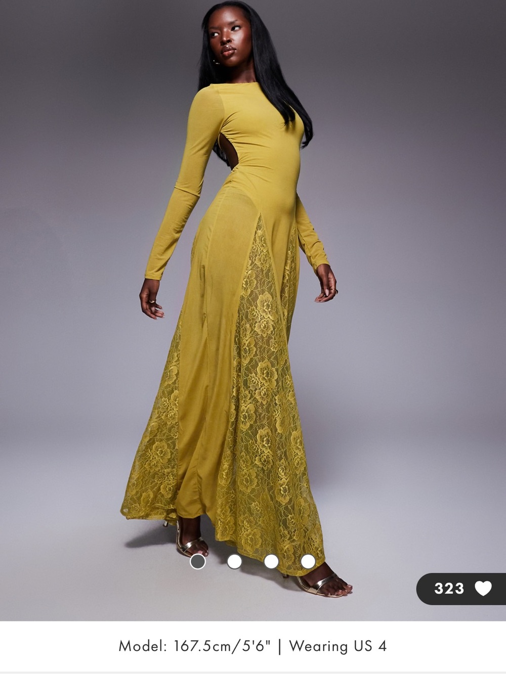 ASOS Mustard Lace-Panel Maxi Skirt